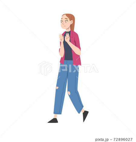 Young Female Showing Rejection and Refusal Gesture with Her Hands Vector Illustration Young Female Showing Rejection and Refusal Gesture with Her Hands Vector Illustration 72896027