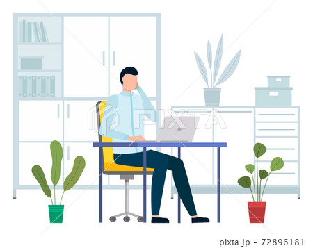 Businessman Working At The Computer Man のイラスト素材