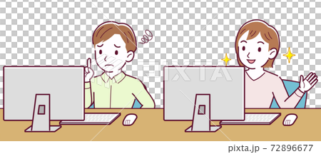 Men and women working on personal computers 72896677