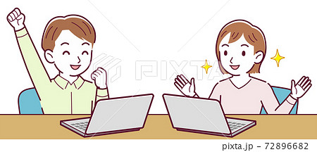 Men and women working on personal computers 72896682