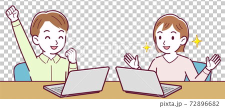 Men and women working on personal computers 72896682