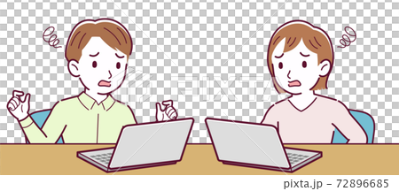 Men and women working on personal computers 72896685