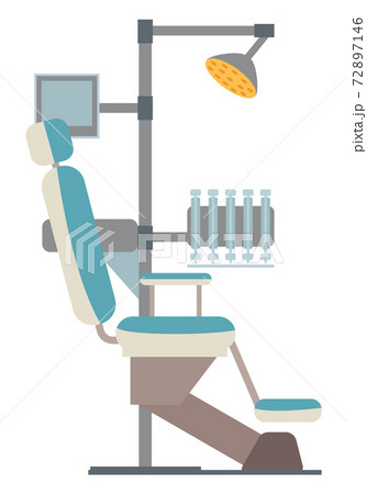 Dental chair with lighting lamp vector illustration. Equipment in clinic for treatment of teeth 72897146
