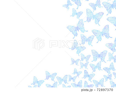 青い蝶々が飛び舞うイラスト背景のイラスト素材