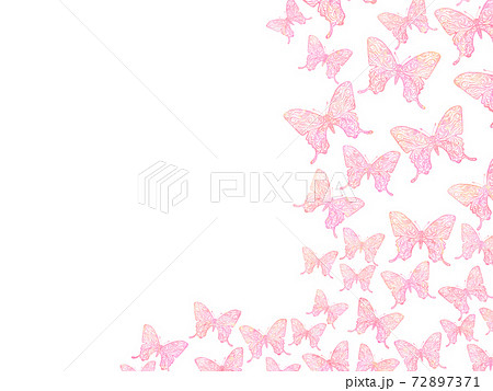 ピンク色の蝶々が飛び舞うイラスト背景のイラスト素材
