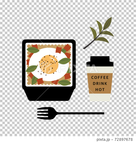 テイクアウト用ガパオランチセットのイラスト 72897678