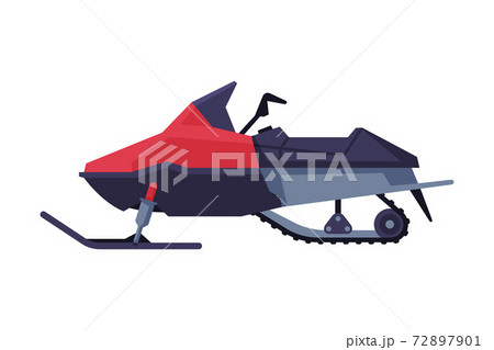 Snowmobile, Winter Extreme Sport Equipment Flat Vector Illustration Snowmobile, Winter Extreme Sport Equipment Flat Vector Illustration 72897901