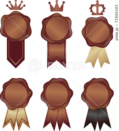 バレンタインデー チョコレート リボン シーリング 王冠 イラスト素材セットのイラスト素材