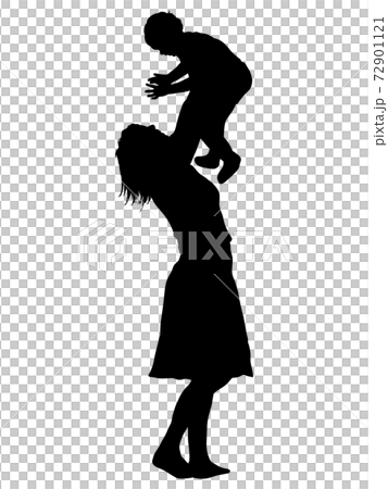 子供を抱き上げる母親のシルエット_3 子供を抱き上げる母親のシルエット_3 72901121