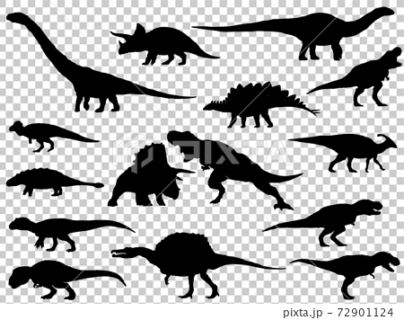 恐竜シルエット セットのイラスト素材