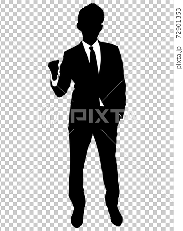 ガッツポーズをする男性ビジネスマン_シルエット 72901353