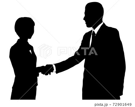 握手をするビジネスマン シルエットのイラスト素材