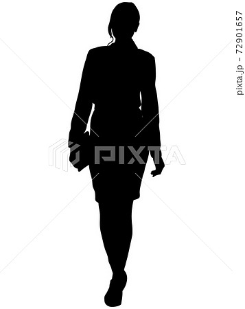 歩く女性ビジネスマン シルエット 1のイラスト素材