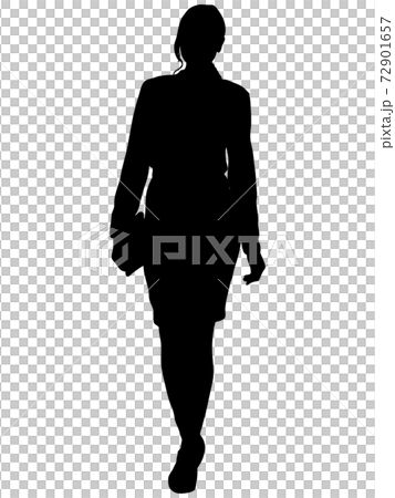 歩く女性ビジネスマン シルエット 1のイラスト素材
