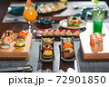 Table with Japanese cuisine: inari sushi set 72901850