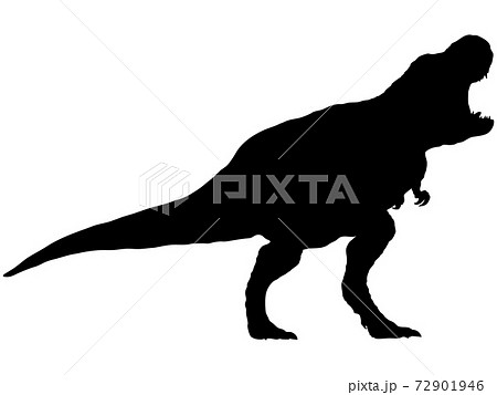 咆哮するティラノサウルス シルエットのイラスト素材