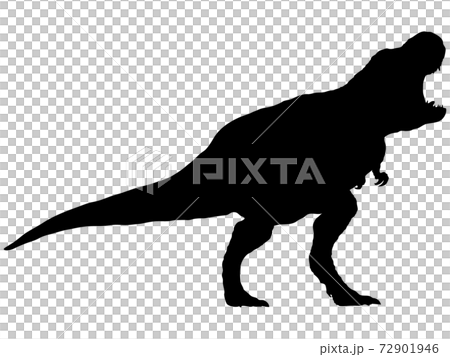 咆哮するティラノサウルス シルエットのイラスト素材