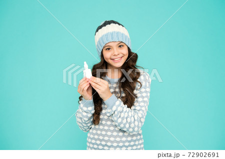 kid with nasal drops. say no to allergy. girl use effective kid with nasal drops. say no to allergy. girl use effective 72902691