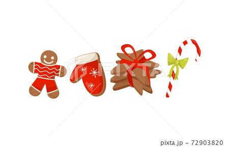 Traditional Christmas Treat and Winter Holiday Dessert with Candy Cane and Gingerbread Cookie Vector Set Traditional Christmas Treat and Winter Holiday Dessert with Candy Cane and Gingerbread Cookie Vector Set 72903820