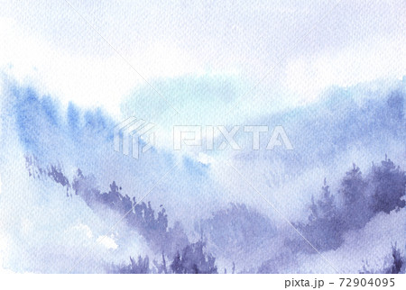 watercolor drawing of winter forest. watercolor...のイラスト素材