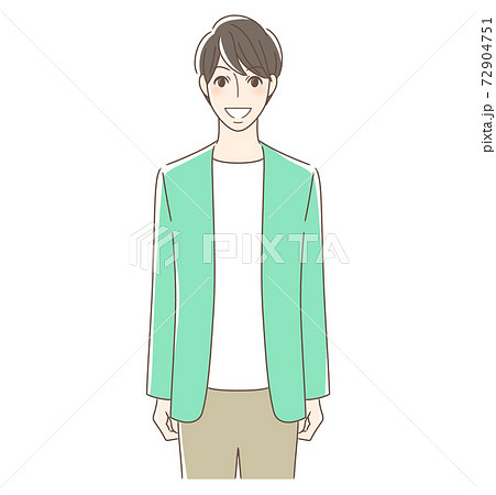 笑顔で口を開いて立つ男性のイラスト素材