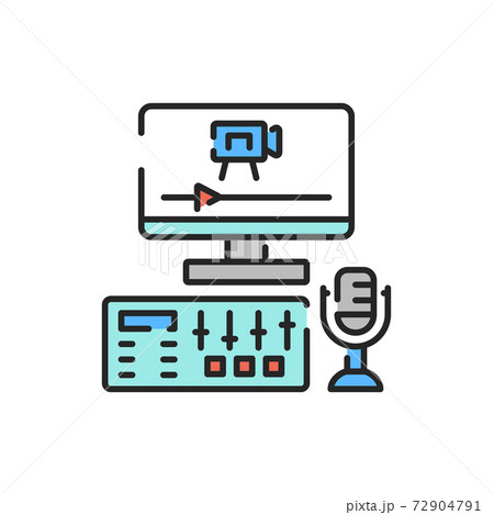 Podcast studio color line icon. Podcasting. Editable stroke. 72904791