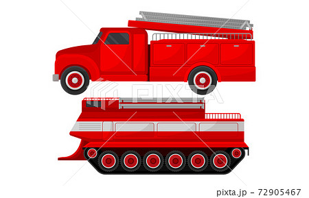 Red Transportation for Firefighting or Fire Extinguishing Vector Set 72905467