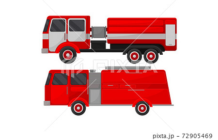 Red Transportation for Firefighting or Fire Extinguishing Vector Set 72905469