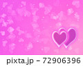 Pink background with flying transparent hearts. Unobtrusive light background abstraction is great for wallpaper or postcards. On the right side there are two hearts symbolizing lovers. 72906396