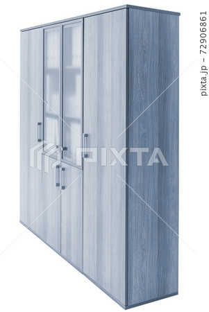 wooden bookcase on white background 72906861