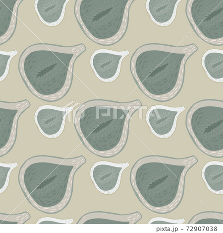 Cartoon seamless pattern with simple green fig shapes. Beige pastel background. Cartoon seamless pattern with simple green fig shapes. Beige pastel background. 72907038