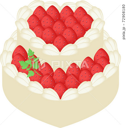 ハートいちごケーキのイラスト素材