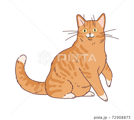 Cartoon cat. Cute funny lazy kitten, adorable... - Stock Illustration  [72908875] - PIXTA