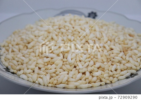 tasty and healthy puffed rice stock on plate 72909290
