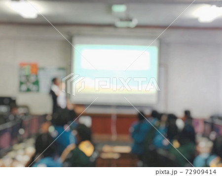 Education concept, blurred image of the student learning technology and workshop using computer together in computer room in secondary, university for study, Network communication, training concept. Education concept, blurred image of the student learning technology and workshop using computer together in computer room in secondary, university for study, Network communication, training concept. 72909414