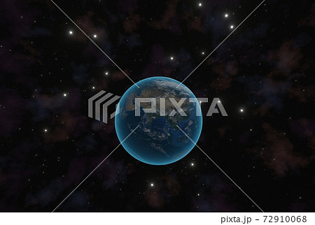 美しい地球と光る白い星のイラスト素材
