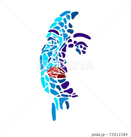 Face of beautiful woman painted by vibrant colors on white studio background 72911584