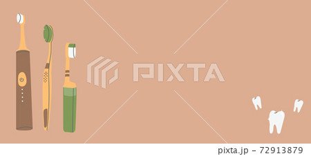 Vector banner selection of toothbrush. Background with copy space for your text. Variants of toothbrushes and teeth. EPS 10 Vector banner selection of toothbrush. Background with copy space for your text. Variants of toothbrushes and teeth. EPS 10 72913879