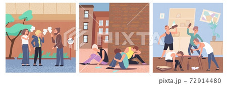 Colored Addiction Flat Icon Set 72914480