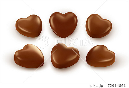 Set of realistic heart shaped chocolates isolated on white background. Festive design element for Happy Valentines Day. Vector illustration Set of realistic heart shaped chocolates isolated on white background. Festive design element for Happy Valentines Day. Vector illustration 72914861