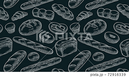 Pattern for bakery. Vector color hand drawn vintage engraving 72916339