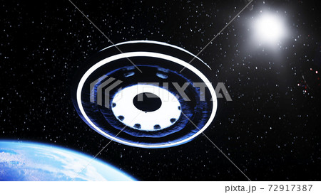 Ufo In Outer Space 3d Realistic Rendering のイラスト素材 72917387 Pixta