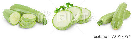 zucchini or marrow isolated on white background with clipping path and full depth of field, Set or collection zucchini or marrow isolated on white background with clipping path and full depth of field, Set or collection 72917954