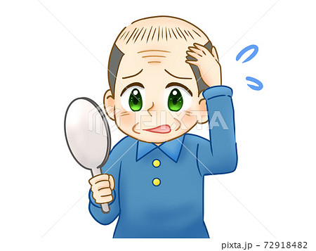 薄毛を気にするおじさんのイラスト素材のイラスト素材