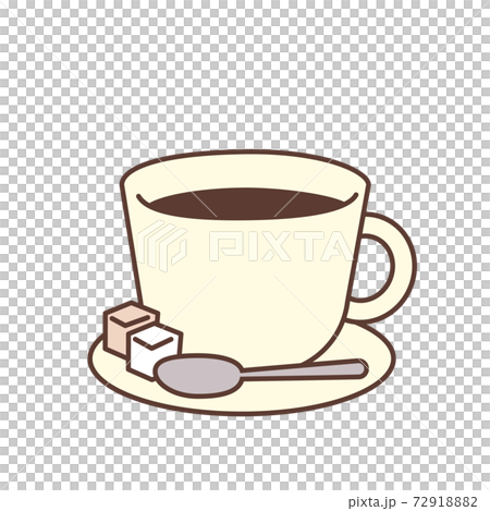 コーヒーと角砂糖とスプーンのイラストのイラスト素材 7291