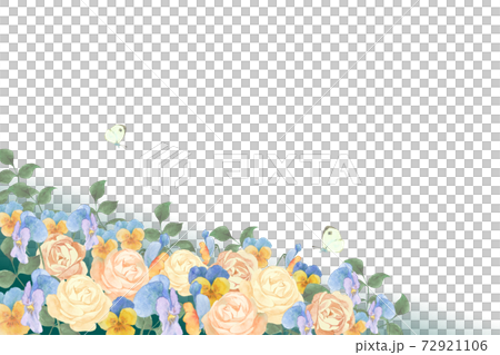 春天的花壇和蝴蝶的水彩插圖 72921106