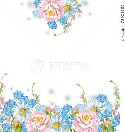 春の花のデコレーション　水彩イラスト 72921109
