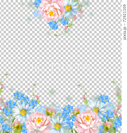 春の花のデコレーション　水彩イラスト 72921109