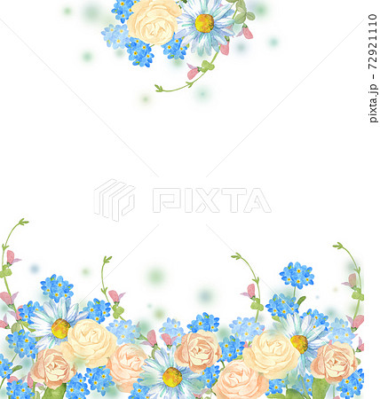 春の花のデコレーション 水彩イラストのイラスト素材