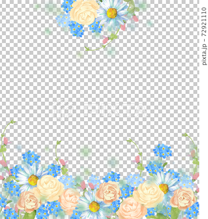 春の花のデコレーション　水彩イラスト 72921110